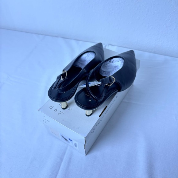 A New Day Samantha Heels Black Slingback Pointed Toe Block Heel Women's Size 7 - Picture 6 of 12